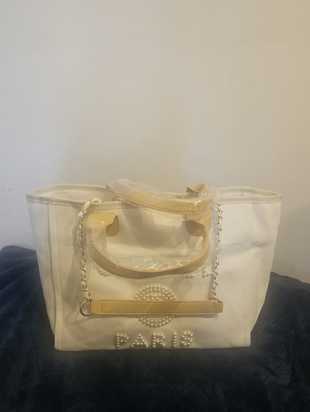 Pearl-Embellished Deauville White Tote
